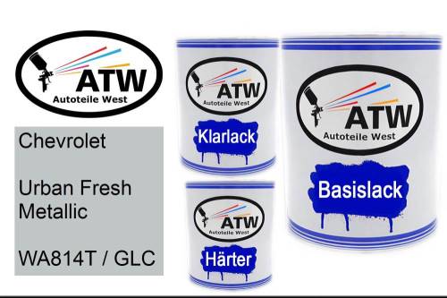 Chevrolet, Urban Fresh Metallic, WA814T / GLC: 1L Lackdose + 1L Klarlack + 500ml Härter - Set, von ATW Autoteile West.